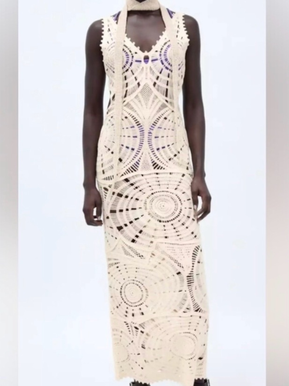 Zara Cutout Crochet Dress Size Small